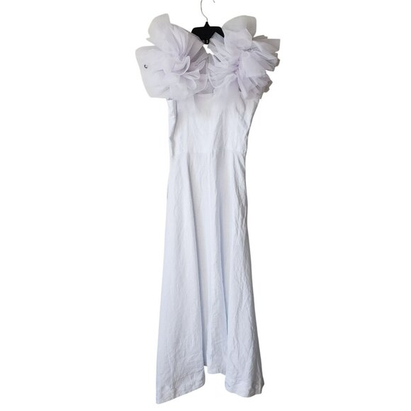 NEW Fanm Mon Giamba White Dress Embroidered Hem Tulle Puff Sleeve XXS - Picture 10 of 13